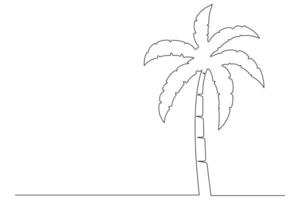 Palm tree continuous one line art drawing of isolated outline illustration vector