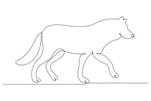 Continuous one line drawing of wolf animals concept single line outline design vector