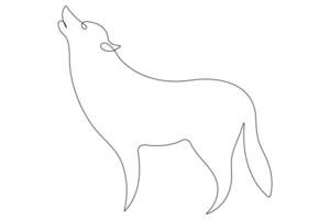 Continuous one line drawing of wolf animals concept single line outline design vector