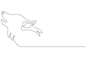Continuous one line drawing of wolf animals concept single line outline design vector