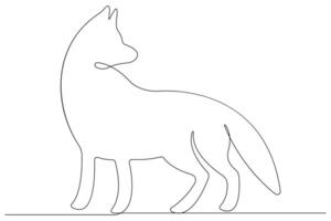 Continuous one line drawing of wolf animals concept single line outline design vector