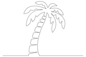 Palm tree continuous one line art drawing of isolated outline illustration vector