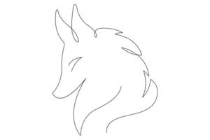 Continuous one line drawing of wolf animals concept single line outline design vector
