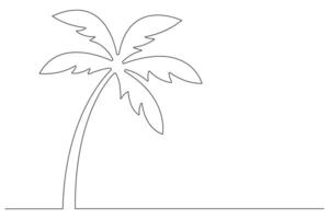 Palm tree continuous one line art drawing of isolated outline illustration vector