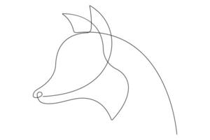 Continuous one line drawing of wolf animals concept single line outline design vector