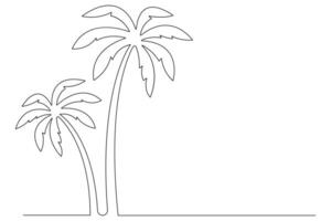 Palm tree continuous one line art drawing of isolated outline illustration vector