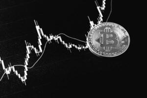 Bitcoin chart . Cryptocurrency is the currency of the future. photo