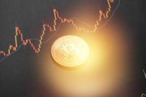 Bitcoin chart . Cryptocurrency is the currency of the future. photo