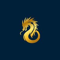 Dragon logo simple elegance, Ancient mythical serpent symbol. Mythological beast sign. vector