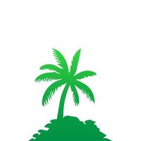 Green palm tree isolated on white background. Palm silhouette vector