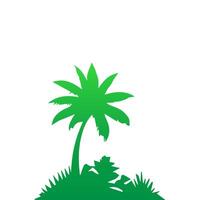 Green palm tree isolated on white background. Palm silhouette vector