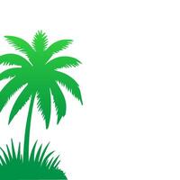 Green palm tree isolated on white background. Palm silhouette vector