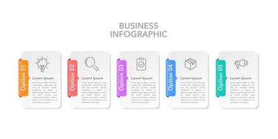 5 steps or options of business to success. Infographic square design template. Choice, Choose, Step, and Business presentation. vector