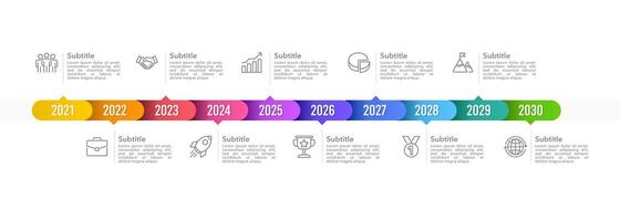 10 milestone of company. Business visualization timeline infographic template with. Business presentation and Annual report. vector