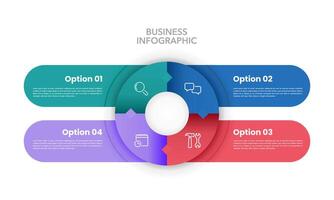 4 process of business to success. Infographic round design template. Business presentation. vector