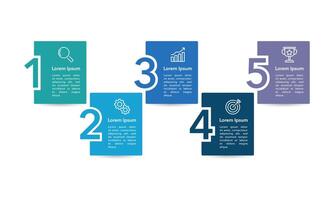 Business visualization infographic square and number design template with 5 options, steps or processes. Business presentation. vector