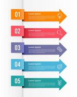 Business visualization infographic arrow design template with 5 options, steps or processes. Business presentation. vector