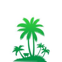 Green palm tree isolated on white background. Palm silhouette vector