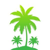 Green palm tree isolated on white background. Palm silhouette vector