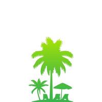 Green palm tree isolated on white background. Palm silhouette vector