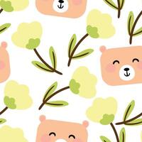 Seamless pattern with cute cartoon bear for fabric print, textile, gift wrapping paper. children's colorful , flat style vector