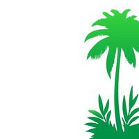 Green palm tree isolated on white background. Palm silhouette vector