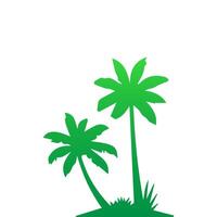 Green palm tree isolated on white background. Palm silhouette vector