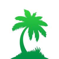 Green palm tree isolated on white background. Palm silhouette vector