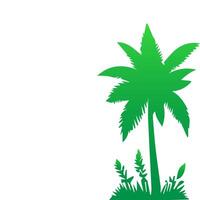 Green palm tree isolated on white background. Palm silhouette vector