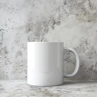 White Coffee Mug 15Oz Mockup, On Concrete Texture Background photo