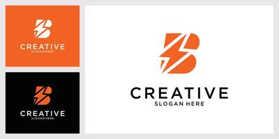 Initial B Letter with Lightning Bolt Logo Design vector
