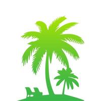 Green palm tree isolated on white background. Palm silhouette vector