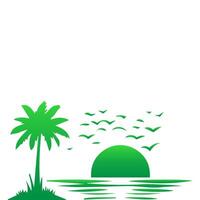 Green palm tree isolated on white background. Palm silhouette vector