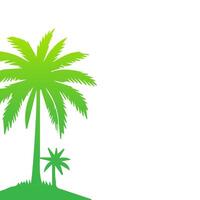 Green palm tree isolated on white background. Palm silhouette vector