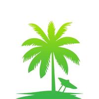 Green palm tree isolated on white background. Palm silhouette vector