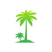 Green palm tree isolated on white background. Palm silhouette vector