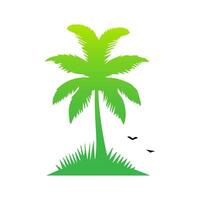 Green palm tree isolated on white background. Palm silhouette vector