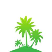 Green palm tree isolated on white background. Palm silhouette vector