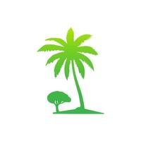 Green palm tree isolated on white background. Palm silhouette vector