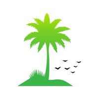 Green palm tree isolated on white background. Palm silhouette vector