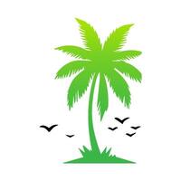 Green palm tree isolated on white background. Palm silhouette vector