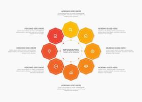 Octagonal Round Infographic Design Template with 8 Options vector