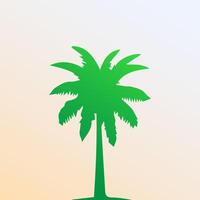 Green palm tree isolated on white background. Palm silhouette vector