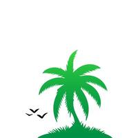 Green palm tree isolated on white background. Palm silhouette vector