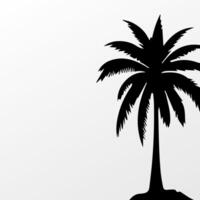 Black palm tree isolated on white background. Palm silhouette vector