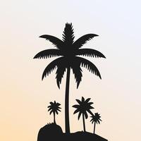 Black palm tree isolated on white background. Palm silhouette vector