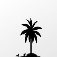Black palm tree isolated on white background. Palm silhouette vector