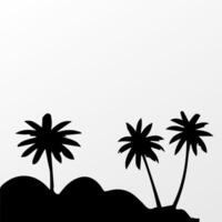 Black palm tree isolated on white background. Palm silhouette vector