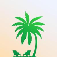 Green palm tree isolated on white background. Palm silhouette vector