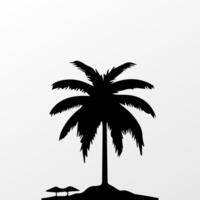 Black palm tree isolated on white background. Palm silhouette vector